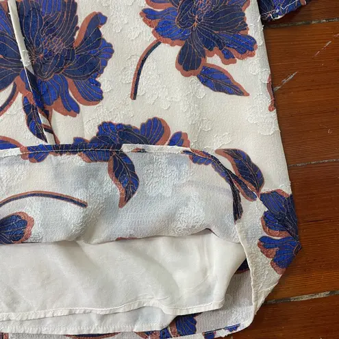 Draper James RSVP Tie Neck Floral Jacquard Woven Top Women’s Size Large