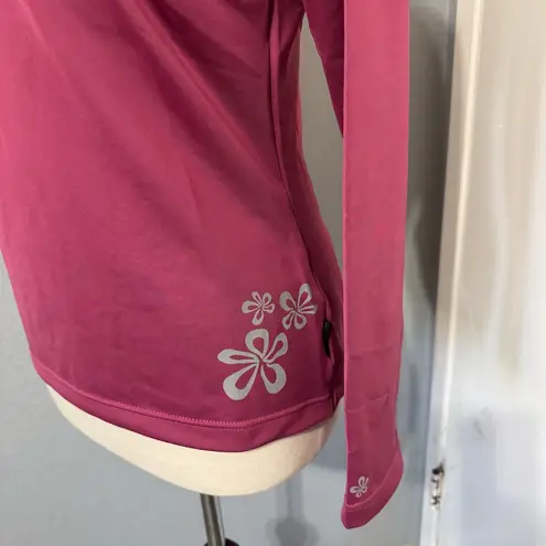 Namelessage Women Outdoors Berry Long Sleeve Athletic 1/4 Zip High Neck Top Sz M Pink Size M