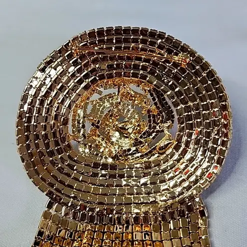 Large Statement Rose Flower Brooch Pin Yellow Gold Rhinestone Fringe New