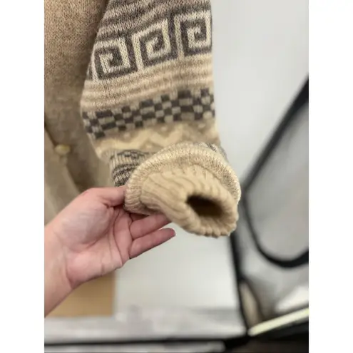 Vintage Hilda Icelandic Wool Knit Coat Sweater Jacket White Gray Iceland Size XS