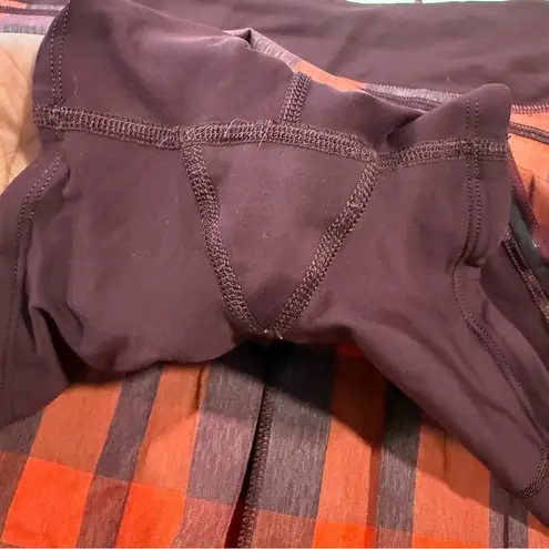 Lululemon  RUN PACE SKORT/SKIRT YAMA CHECK HEATHER FLAMING TOMATO BORDEAUX SZ 10