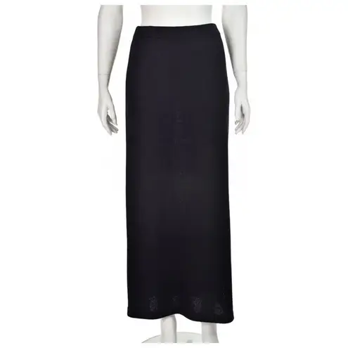 St. John Black Santana Knit Long Maxi Skirt