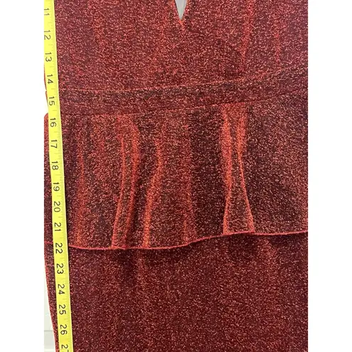 Charlotte Russe  Red Sparkle & Black Sweet Heart V Neck Sleeveless Dress Size L - Image 15