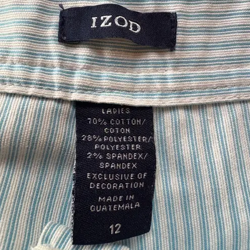 IZOD Blue White Striped Cargo Capri Pants Women’s Size 12