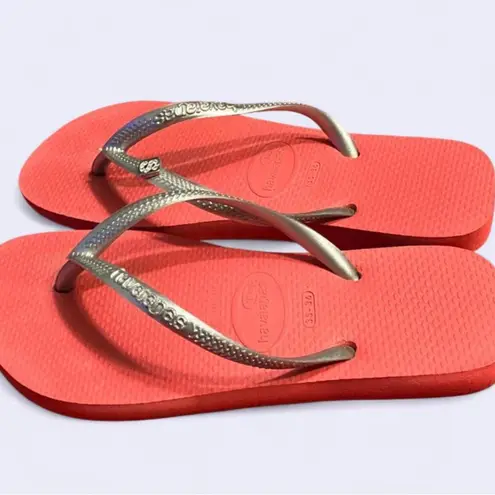 Havaianas Silver Red flip flops with crystal