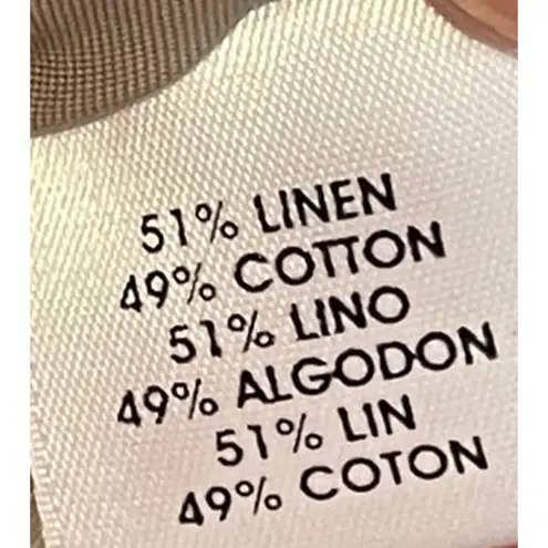 Worth Women Top Zip Up Belted Waist Vest Striped Linen Blend Workwear Tan Size 2