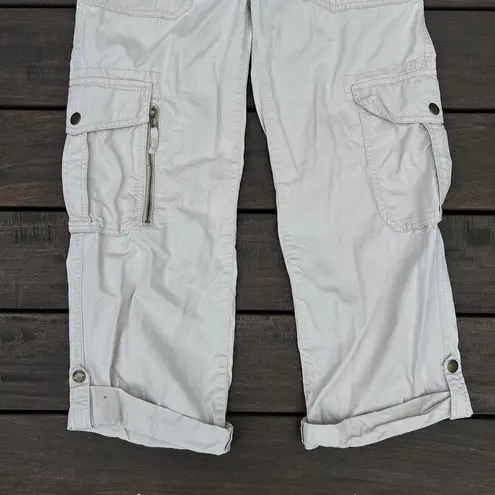 Tommy Hilfiger Cream Y2K  Cargo Pants Low Rise w/ Zipper Pockets and Fold Up Hem - Image 2