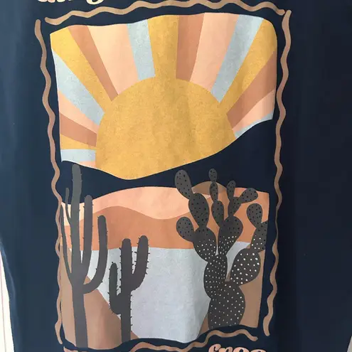 Obsessive Love  Juniors Navy Wild And Free Cactus Crop T-shirt
