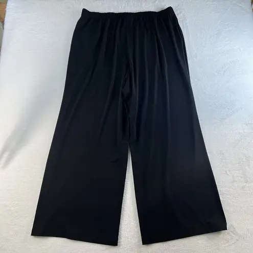 IC COLLECTION By Connie K Plus 2X High Rise Wide Leg Pants Black Heavy Ponte