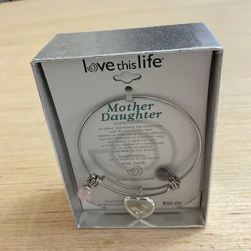 Mother Daughter Stainless Steel Expandable Bangle Bracelet Love This Life NEW Silver