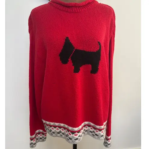 Eagles Eye Womens Red Cotton Knit Scottie Dog Sweater Medium Vintage y2k Size 8