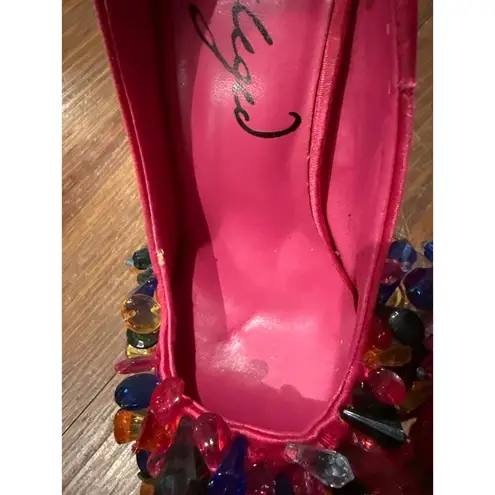Privileged Vizara Electric Pink Stilettos with Multicolor Jewels, sz 8.5