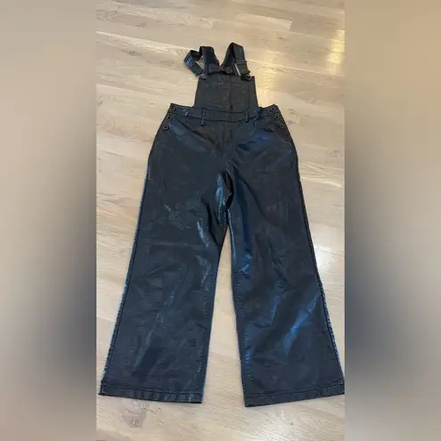 Avec Les Filles Vegan Leather Cargo Overalls black size large