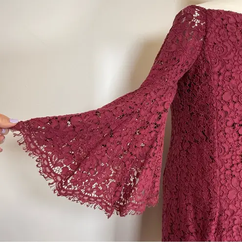 Bardot  ‘Solange’ Corded Lace Sheath Dress Bell Sleeves Women’s Size 10L (Long)