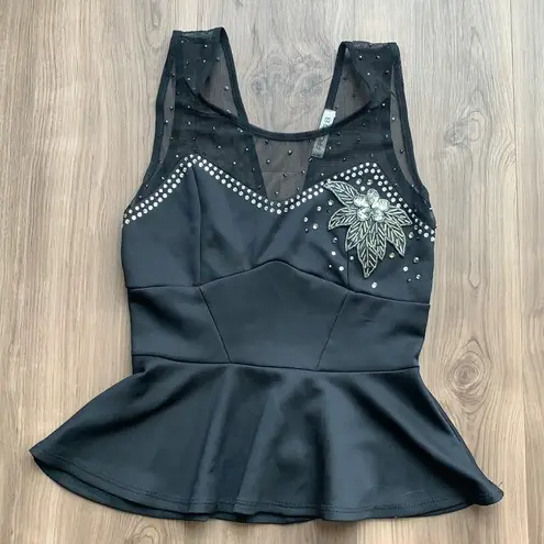 Arden B Black peplum dance top