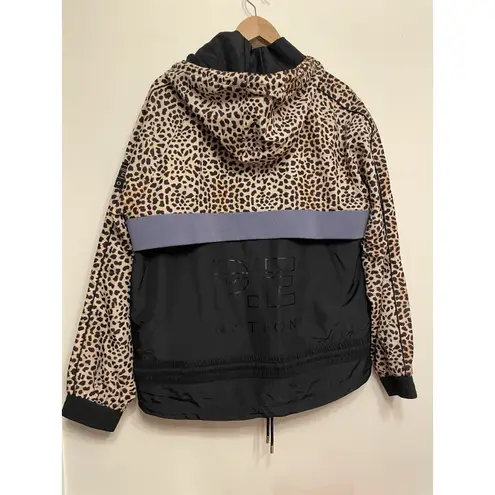 P.E Nation Man Down Jacket Women Medium Leopard Hooded Active Pocket Drawstring White