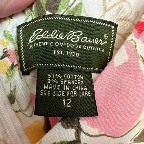 Eddie Bauer Vintage  Cotton Floral Knotted Strap Dress Garden Rose Size 12 Large