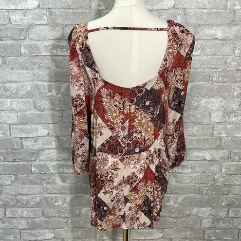 Maurice's  Crochet Trim Patchwork Babydoll Blouse