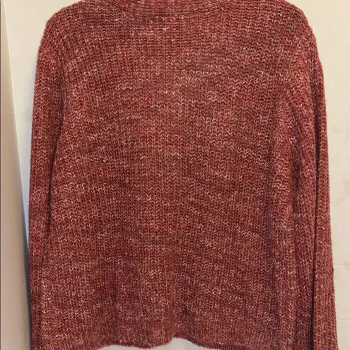 LOVE ELLIE RED TWEED LIKE SWEATER 100% ACRYLIC 2 POCKETS 4 BUTTON CARDIGAN LARGE