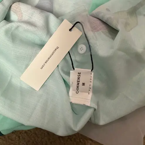 Commense Mint Green Oversized Floral Print Shorts Set Size M