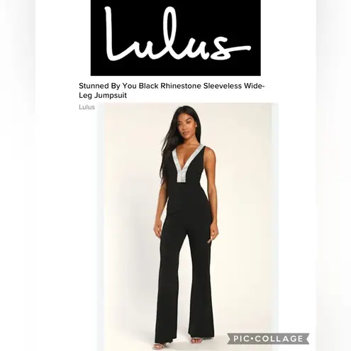 Lulu's Black and Silver Sleeveless Jumpsuit Size L