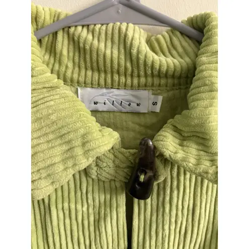 Vtg Willow Corduroy Jacket Womens Small Lime Green Horn Toggle Cotton Made USA Green