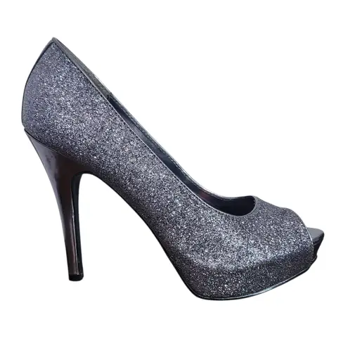 Jacqueline Ferrar Silver High Heels Size 8.5 Silver Open Toe Platform Heels