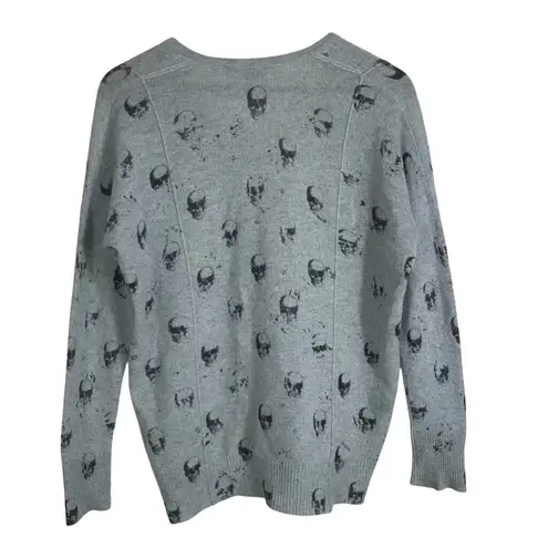 Skull Cashmere Skull Cashmere Women's Sweater XS Gray Skull Print V-Neck Long Sleeve Pullover
