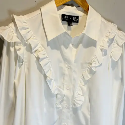 Harlem's Fashion Row X Kaphill Collection White Ruffle Button Down
