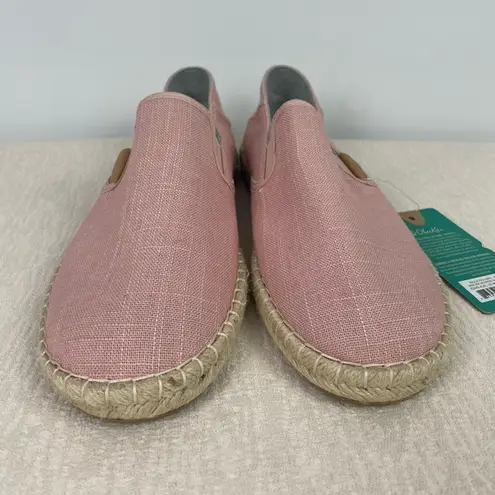 Olukai Pink Rose Sea Salt Canvas Women's Kuala Pa'a Kapa Slip On Espadrille