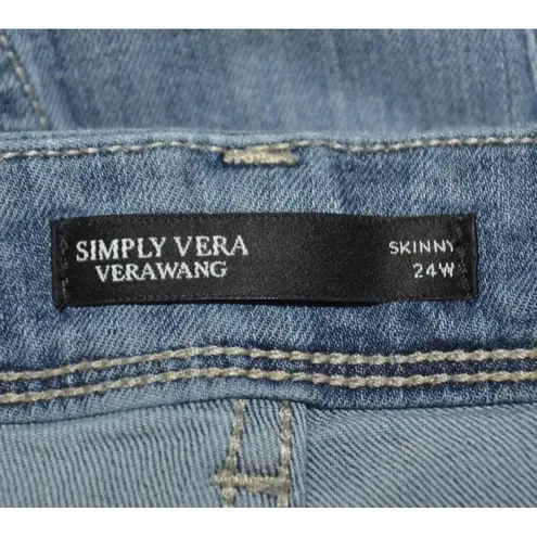 Simply Vera Wang Light Wash Floral Embroidered Skinny Blue Jeans Plus Size 24W