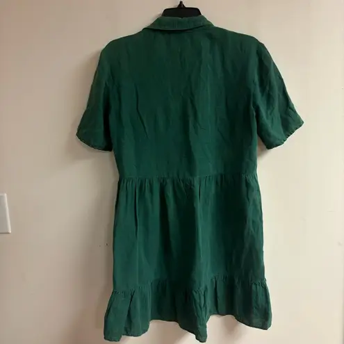 ZARA Tiered Linen Mini Dress Kelly Green Collared Short Sleeve size XS -  $23 - From Gaby