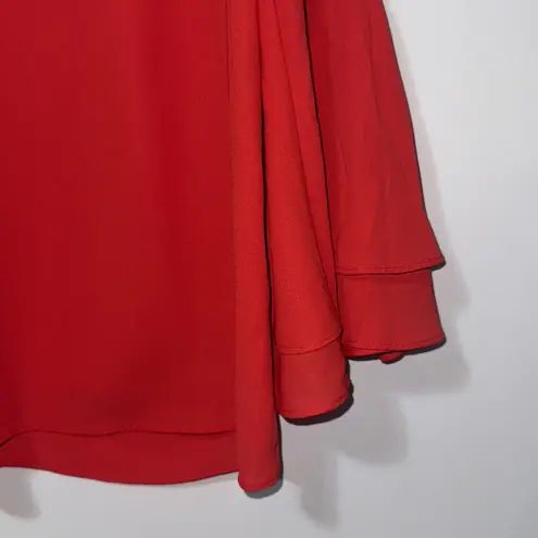 Alfani Women’s Red Bell Sleeve V-Neck Top Size 8 petite