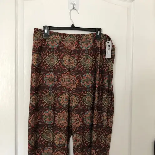 Cider Womens Floral Boho Patterned Pants Wide Leg Pull-On Size 2XL Brown NWT
