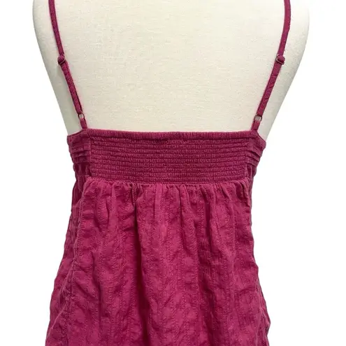 Sundance Pin-Tuck Button Front Tank Top Camisole Magenta size Large