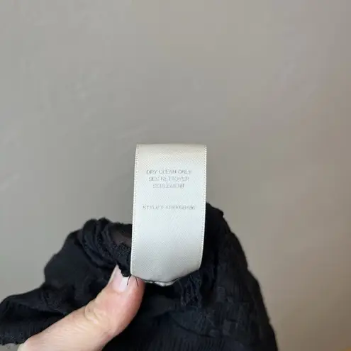 Rebecca Taylor Womens Long Sleeve V Neck Silk Shirt Black Size 10 Sheet Boho Top