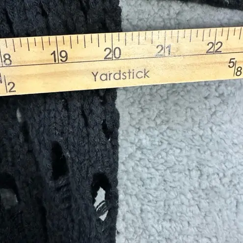 JOHN + JENN Black Long Sleeve Open Front Crochet Knit Cardigan Small Petite Size undefined