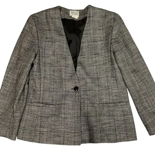 Barclay Square Women's Sz 10 Plaid Flecked Wool Silk Blazer Jacket Career Office Gray