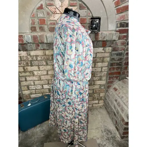 blouson dress kitten bow floral pink blue Green Size L