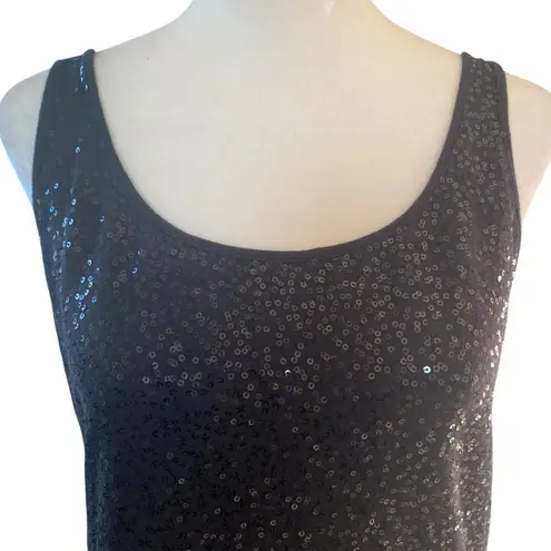 New York And Company New York & Co women's large black sleeveless pullover tank top with sequin