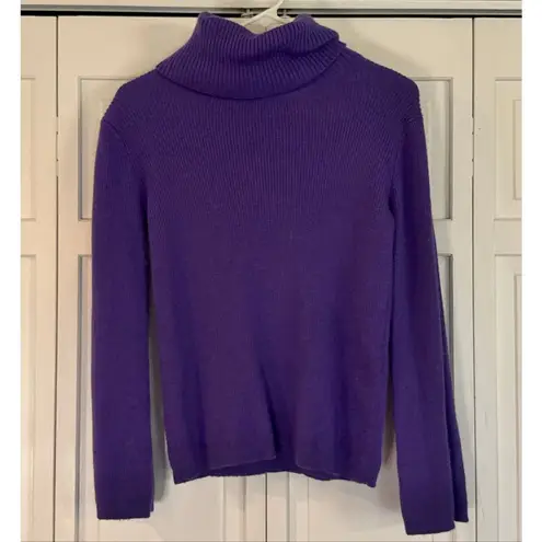 Mercer & Madison 100% Italian merino wool purple ribbed turtleneck sweater M Size M