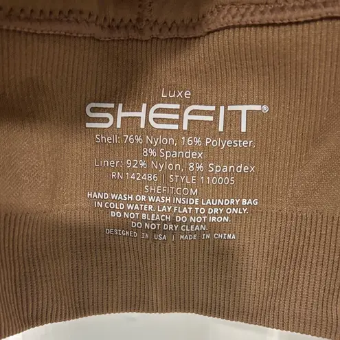 SheFit Luxe Sports Bra Low Impact Light Brown Adjustable Fits Band 33.5-36”