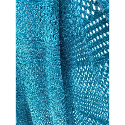 Lane Bryant  Teal Sparkle Chenille Open Front Cardigan Sweater Open Knit 14/16‎