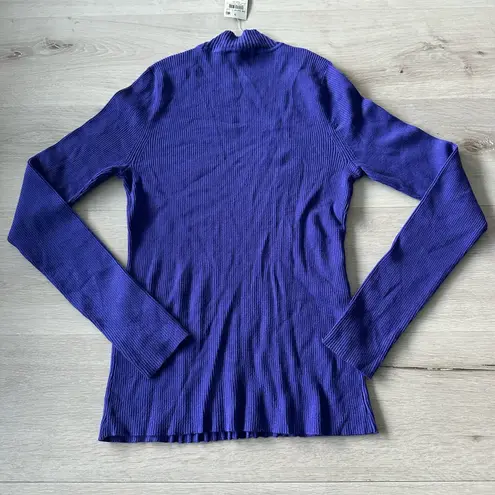 INC Detail Ribbed Mock Neck Sweater Sapphire Crush Blue (Purple) Size Small NWT Purple
