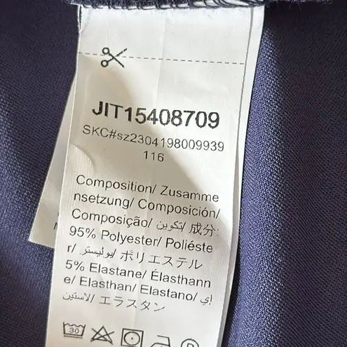 SheIn  Curve Peplum Top 0XL Navy Blue Flutter Sleeve Stretch‎