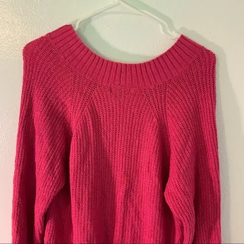 a.n.a . V-Neck High Low Sweater Catalina Hot Pink