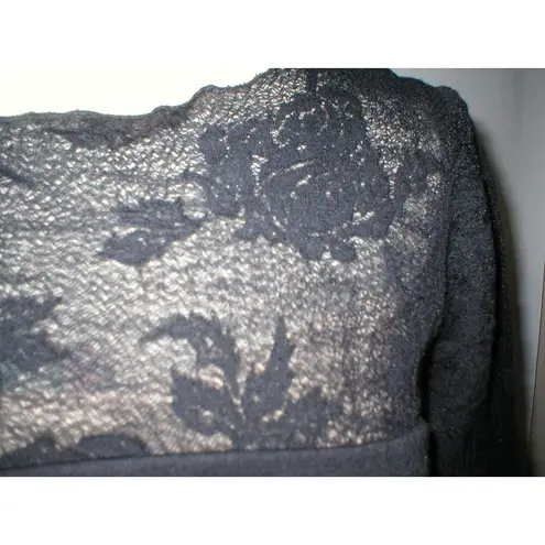 New Womens NWT NIU Black L Designer Dress Lace Wool Long Sleeves Large NIU'