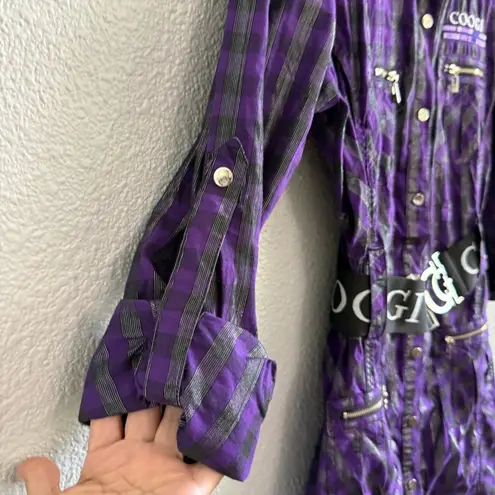 COOGI  Purple‎ & Black Metallic Dress Size Small NWT Belted - Image 4