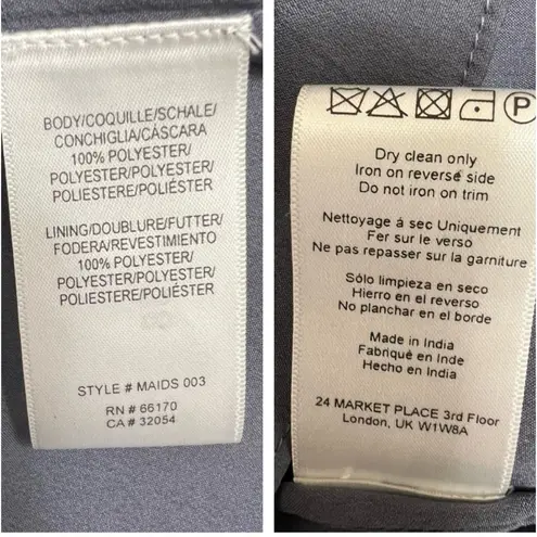 BHLDN Anthropologie Parsons Midi Dress Embroidered Floral Gray Pink Blue Size 4