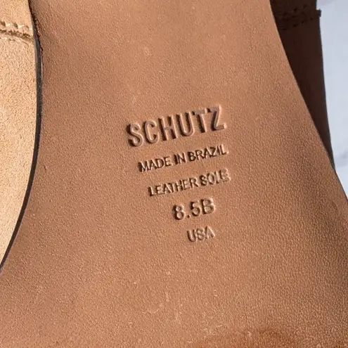 Schutz Jacqueline Camel Tan Nubuck Leather Western Low Top Ankle Boots Sz 8.5